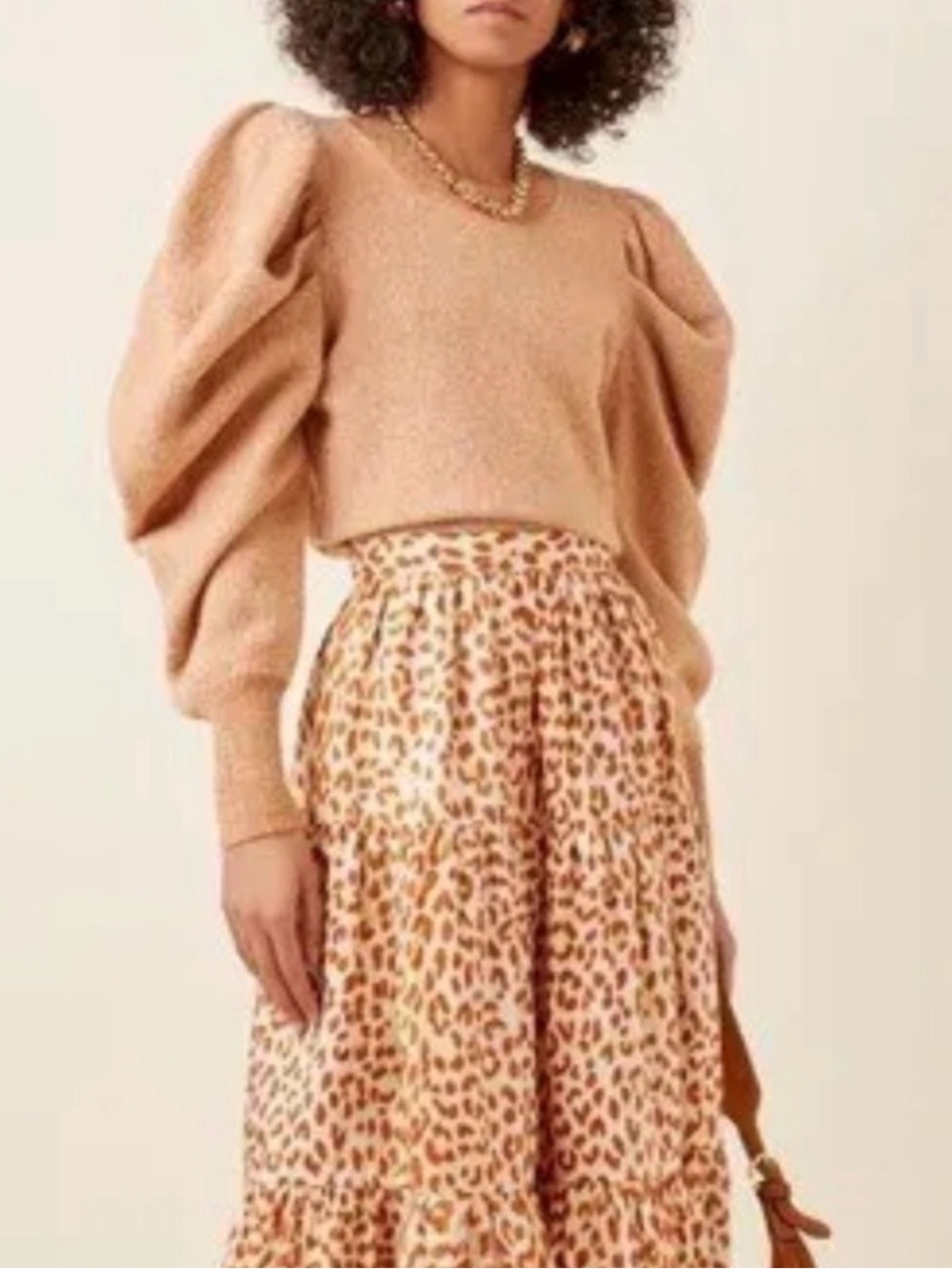 Ulla Johnson Marin Pullover Sweater Amber Merino Wool Puff Sleeve Womens Small